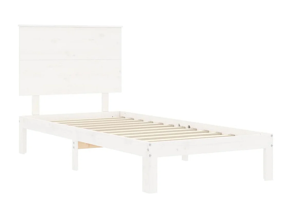 Cadre de lit avec tête de lit blanc simple bois massif