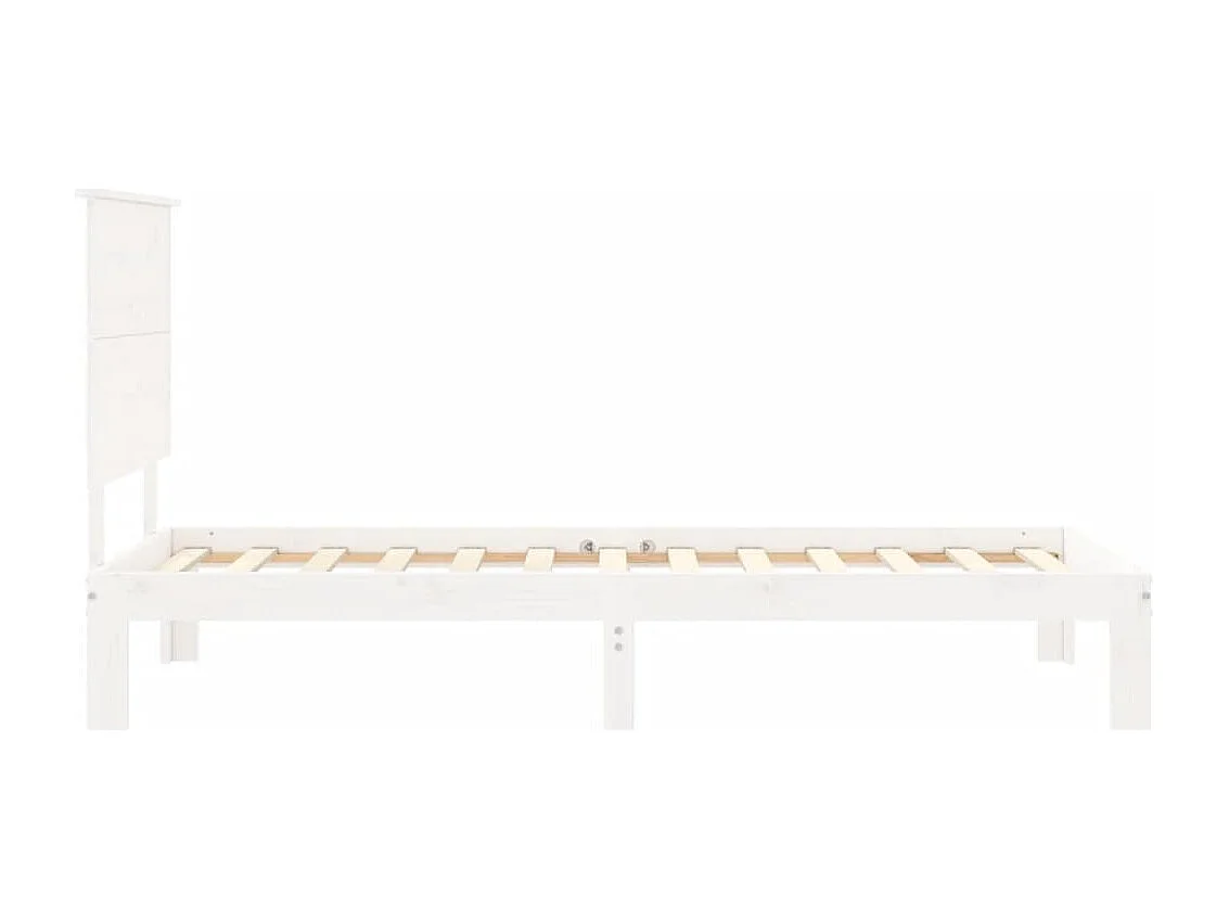 Cadre de lit avec tête de lit blanc simple bois massif