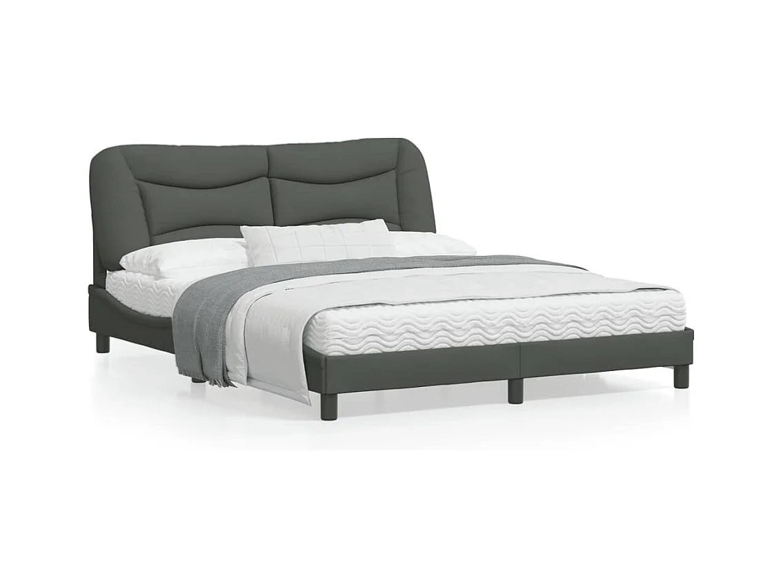 Cadre de lit avec tête de lit Gris foncé 160x200 Tissu