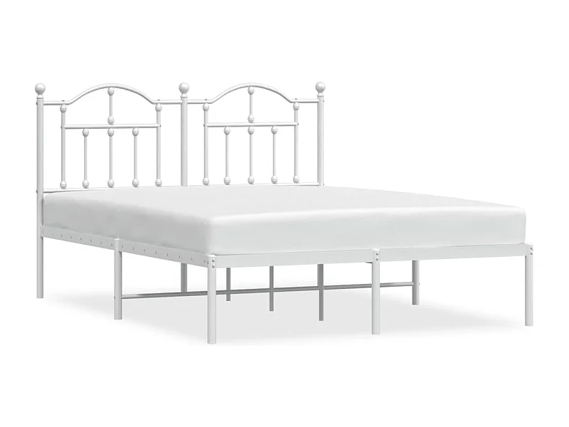 Cadre de lit métal avec tête de lit blanc 135x190
