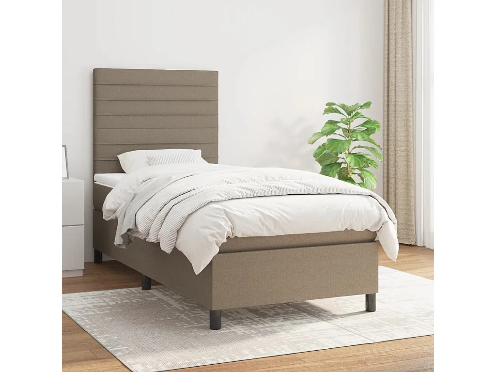 Lit à sommier tapissier avec matelas Taupe 80x200 Tissu 4