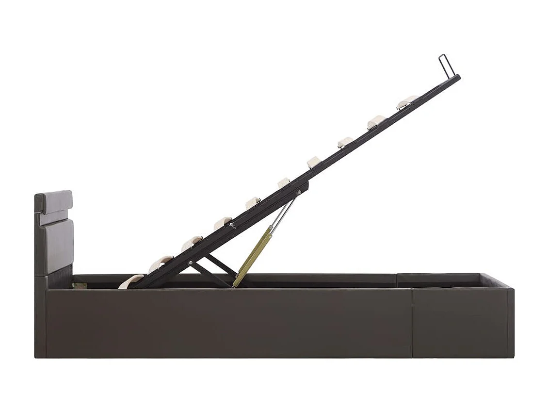 Lit à rangement avec LED Gris Similicuir 90x200