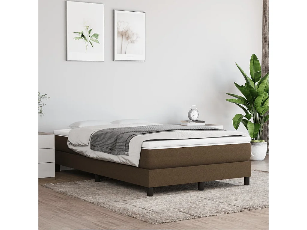 Sommier à lattes de lit et matelas marron foncé 120x190 tissu