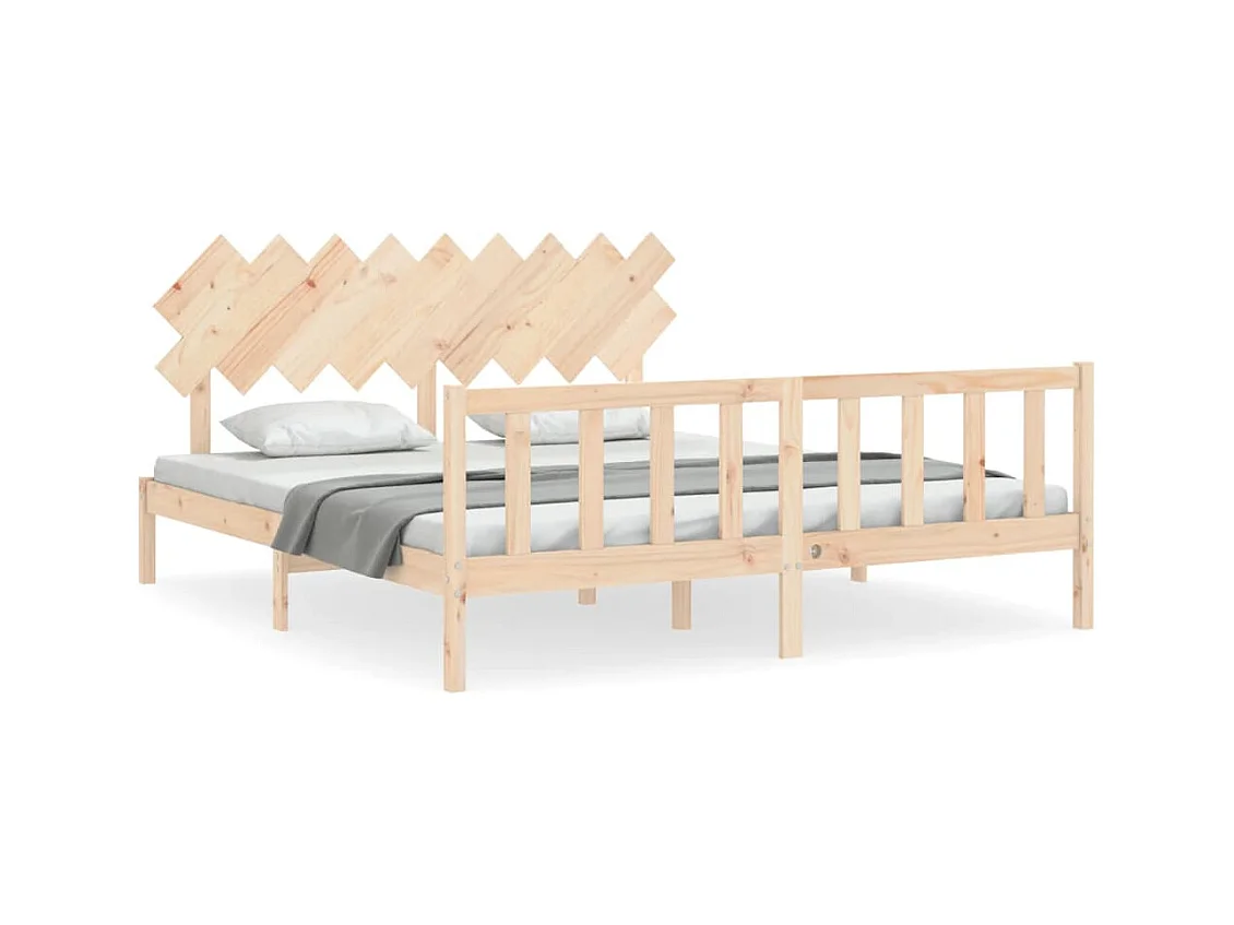 Cadre de lit avec tête de lit Super King Size bois massif