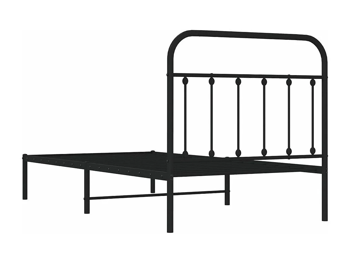 Cadre de lit métal avec tête de lit noir 100x190