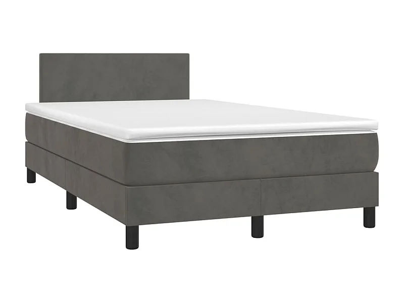 Sommier à lattes de lit avec matelas LED gris foncé 120x190