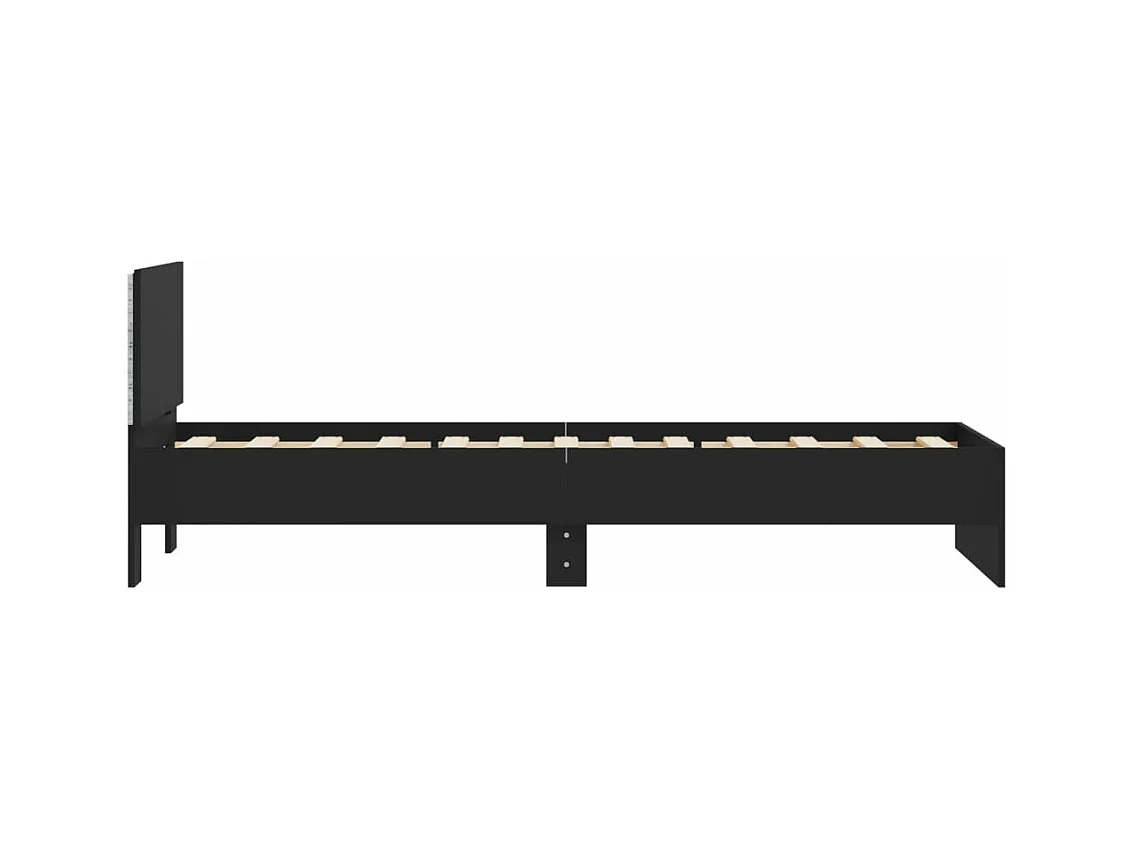 Estructura de cama con cabecero y luces LED negro 75x190 cm