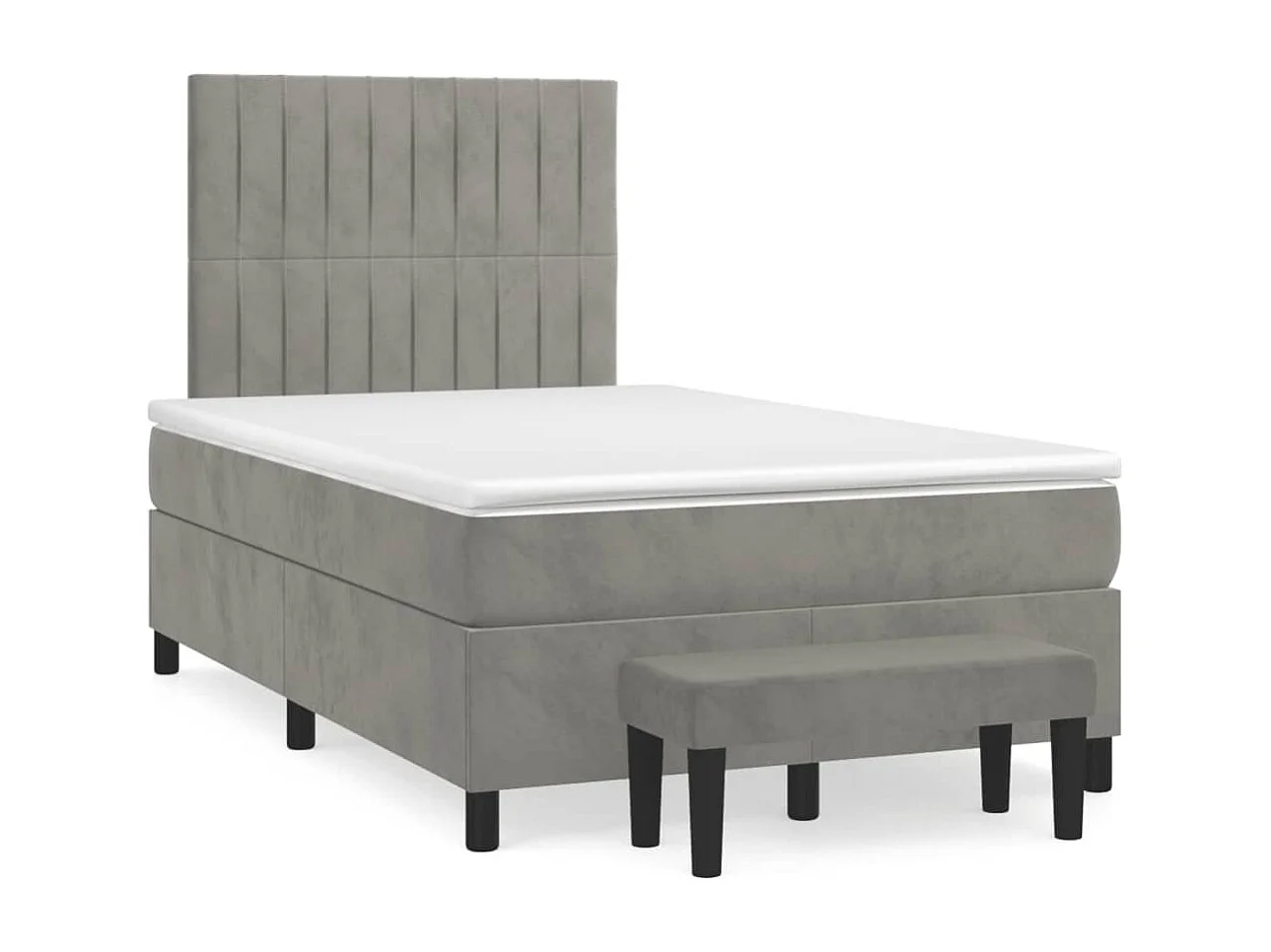 Sommier à lattes de lit et matelas gris clair 120x190 velours