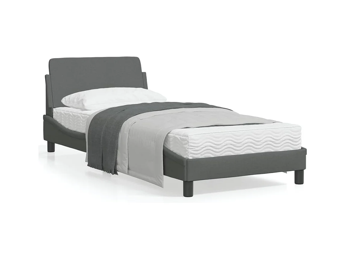 Cadre de lit avec tête de lit Gris foncé 80x200 Tissu