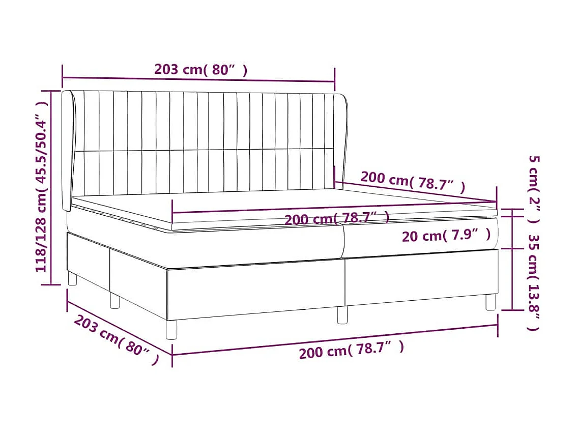 Lit à sommier tapissier et matelas Vert foncé 200x200 Velours 2