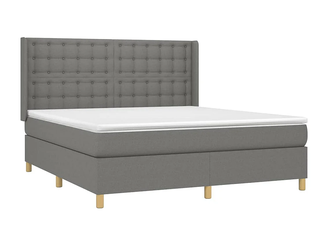 Lit à sommier tapissier et matelas et LED Gris foncé 160x200 Tissu