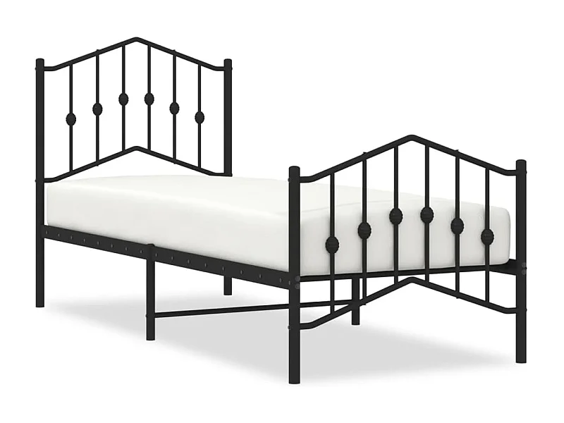 Cadre de lit métal avec tête de lit-pied de lit noir 75x190