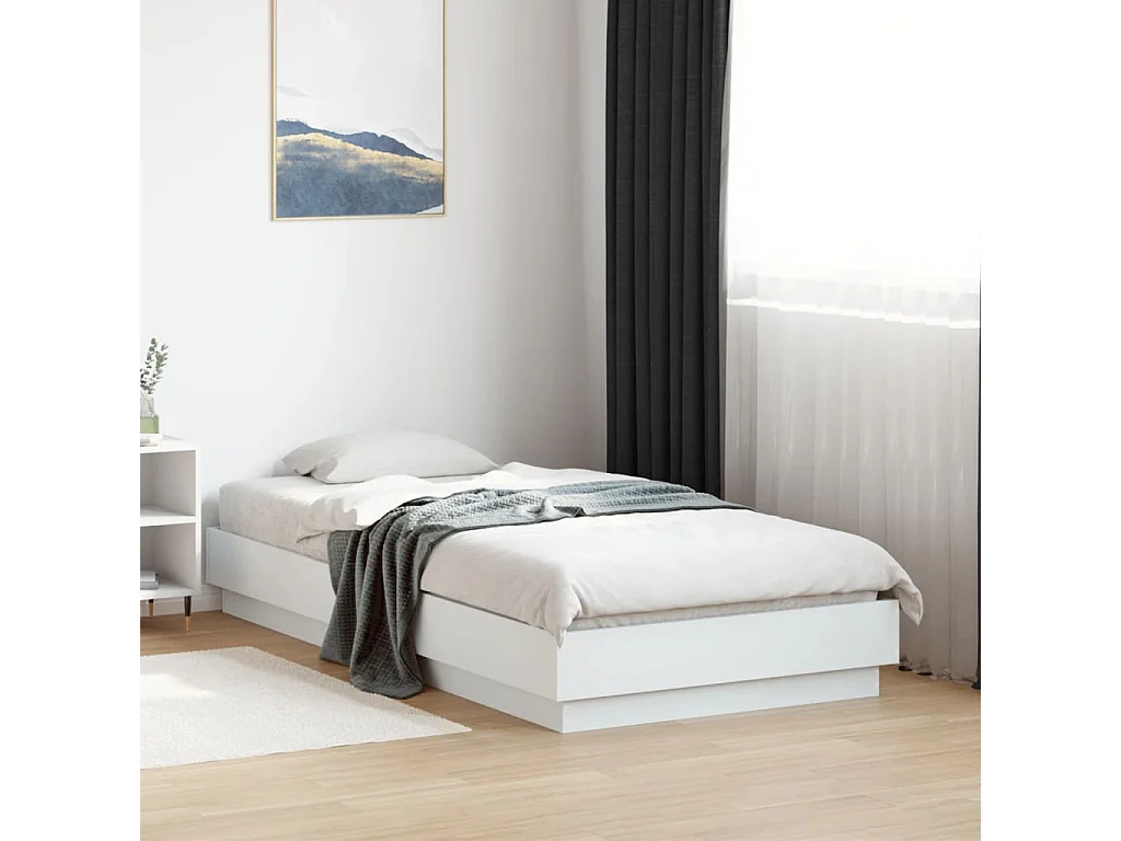 Cadre de lit blanc 75x190 bois d'ingénierie