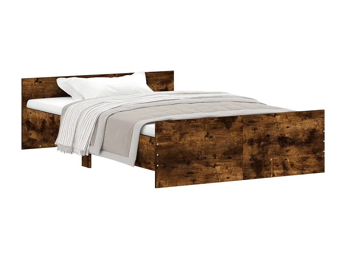 Cadre de lit tête de lit et pied de lit chêne fumé 120x190