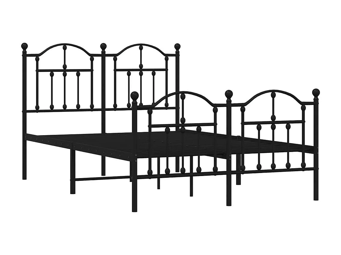 Cadre de lit métal avec tête de lit-pied de lit noir 120x190