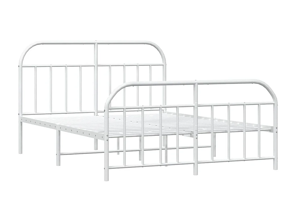 Cadre de lit métal avec tête de lit-pied de lit blanc 183x213