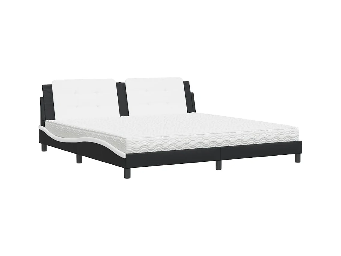 Lit avec matelas noir et blanc 200x200 similicuir
