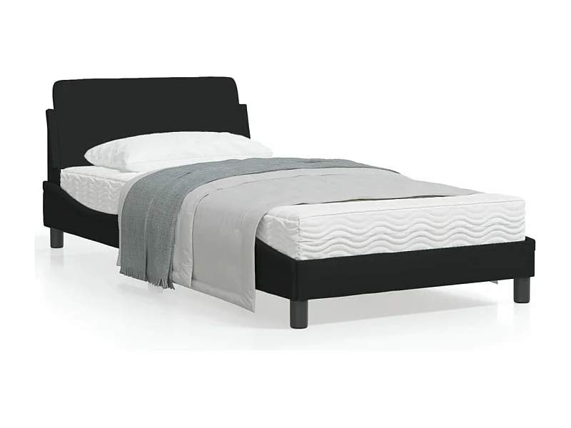 Cadre de lit avec tête de lit Noir 100x200 Tissu