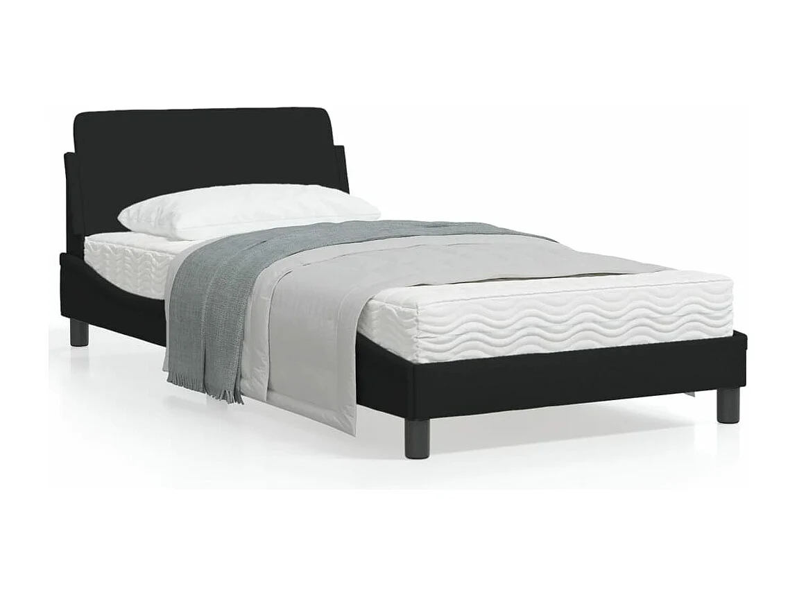 Cadre de lit avec tête de lit Noir 100x200 Tissu