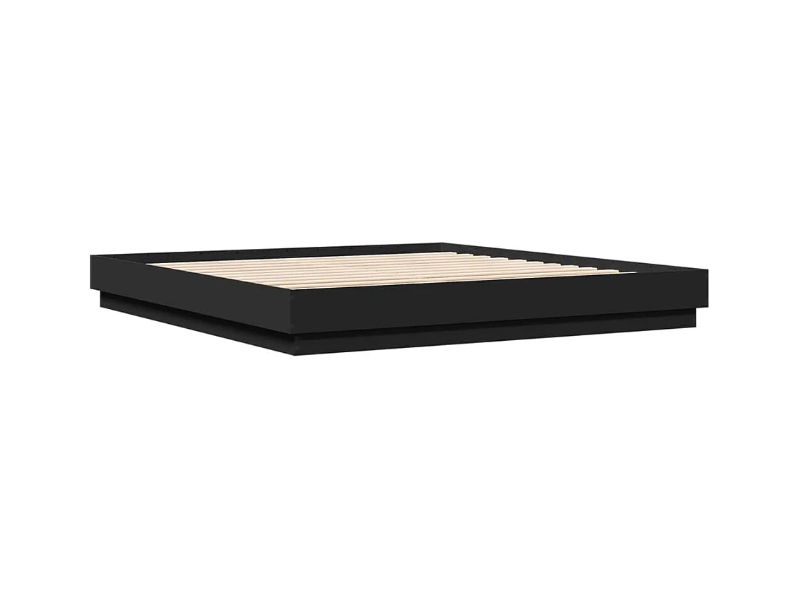 Cadre de lit avec lumières LED noir 180x200