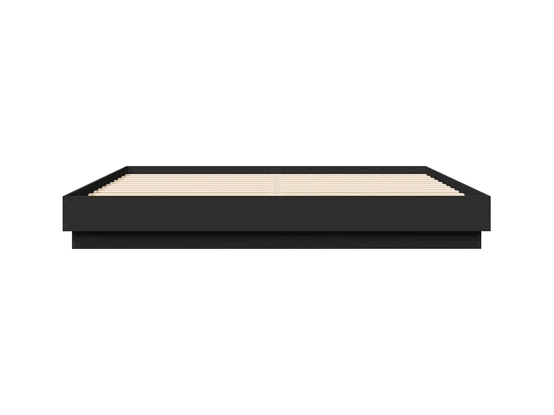 Cadre de lit avec lumières LED noir 180x200