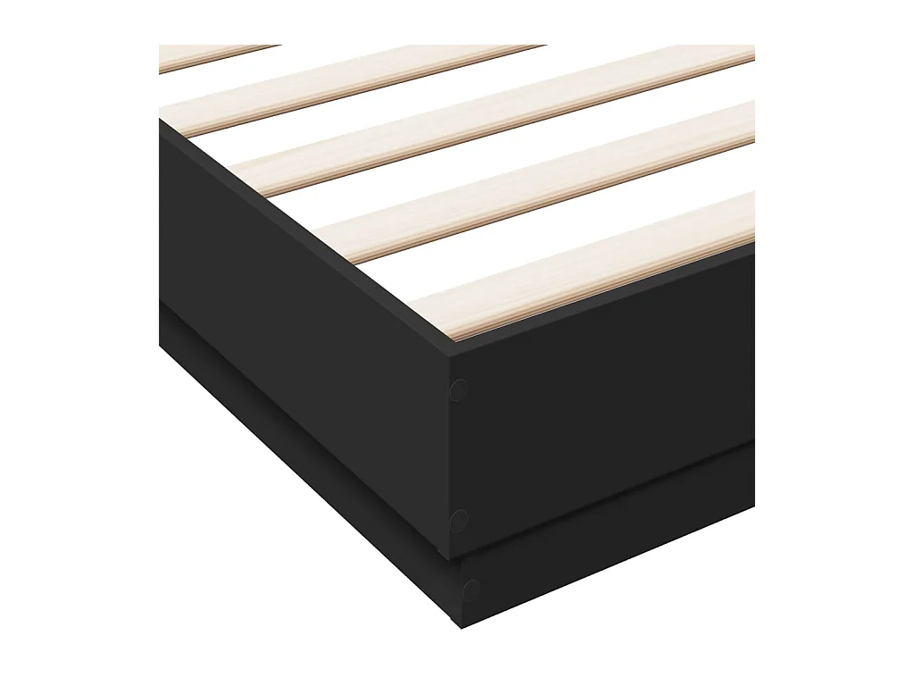 Cadre de lit avec lumières LED noir 180x200