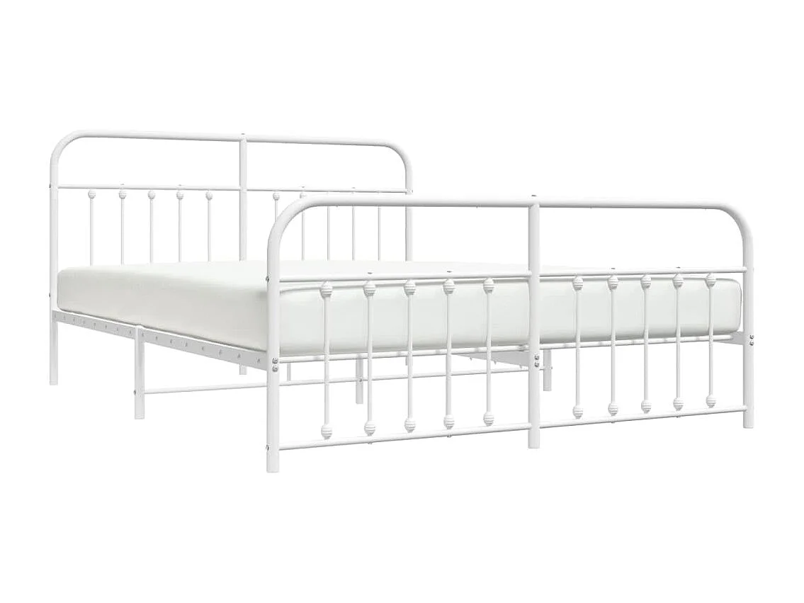 Cadre de lit métal avec tête de lit-pied de lit blanc 160x200