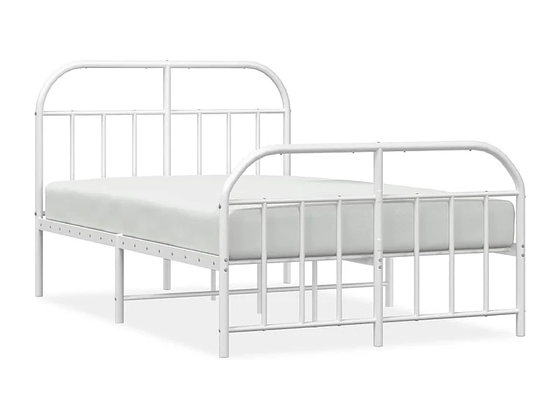 Cadre de lit métal avec tête de lit-pied de lit blanc 120x190