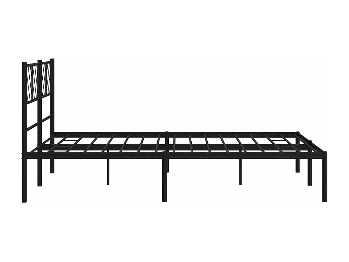 Cadre de lit métal avec tête de lit noir 140x200