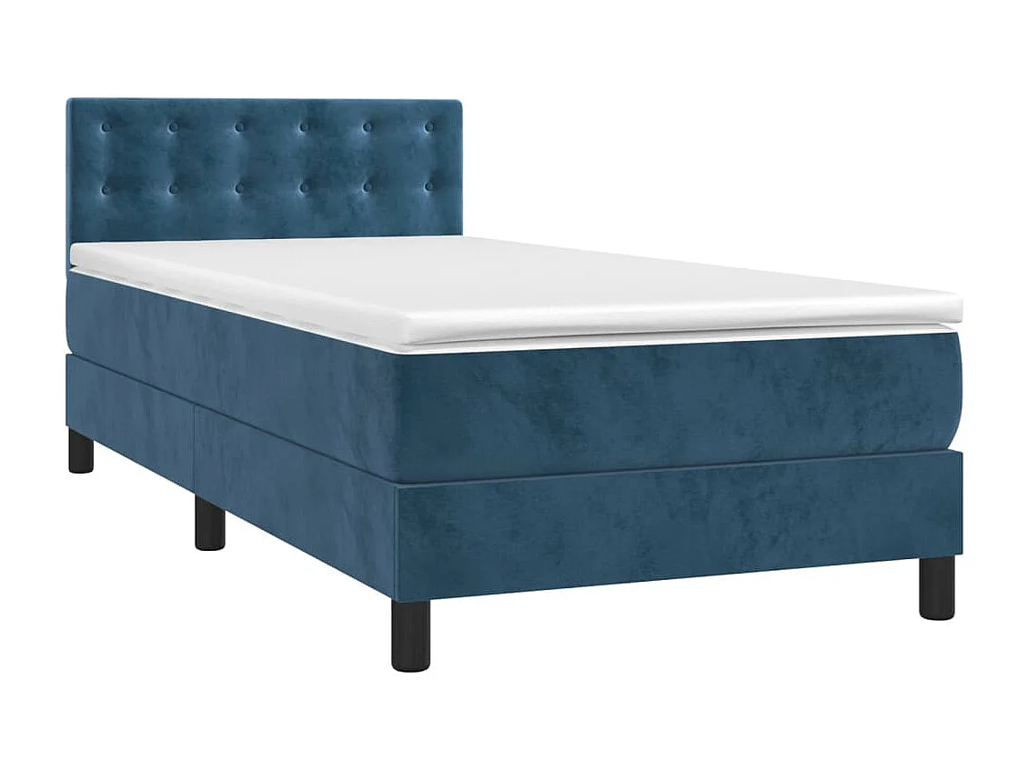 Sommier à lattes de lit avec matelas et LED Bleu foncé 80x200