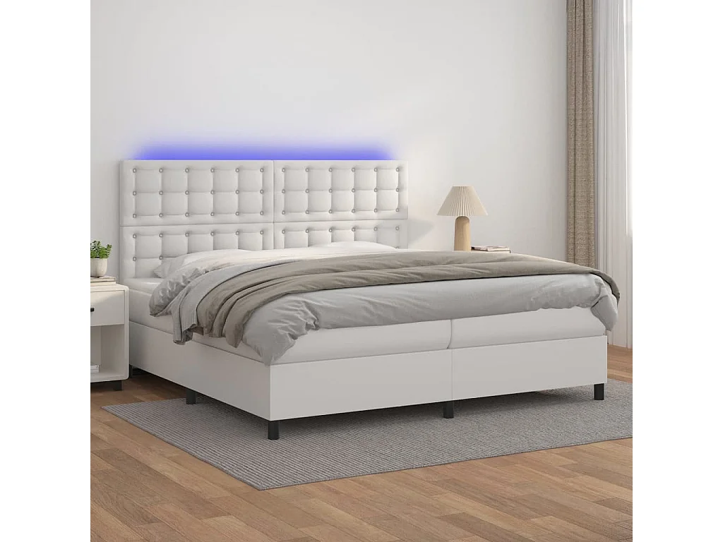Sommier à lattes de lit avec matelas et LED Blanc 200x200