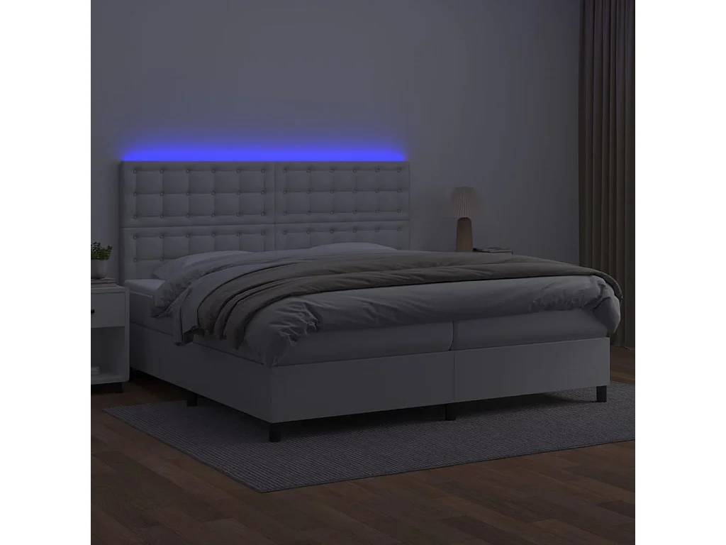 Sommier à lattes de lit avec matelas et LED Blanc 200x200