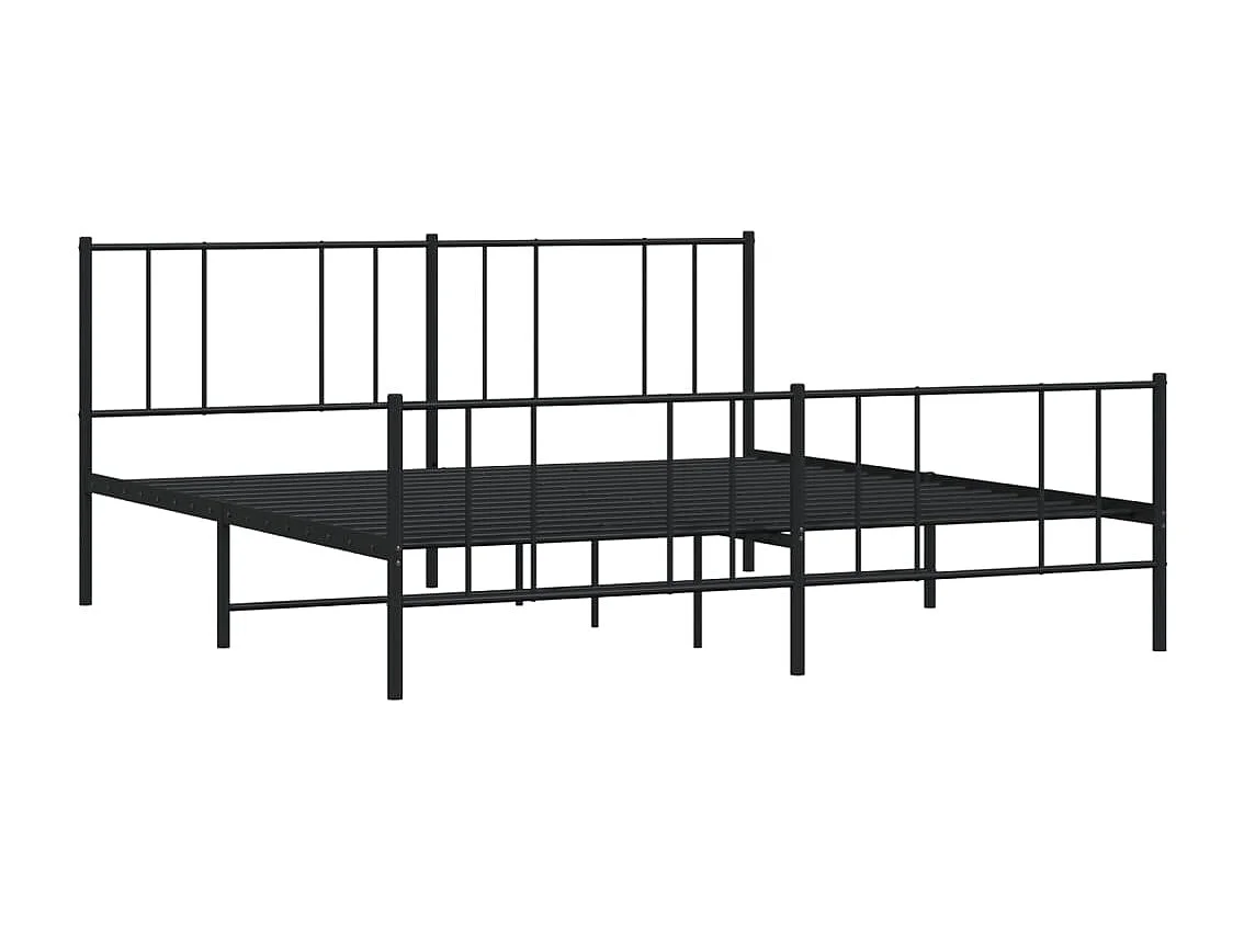 Cadre de lit métal avec tête de lit-pied de lit noir 183x213