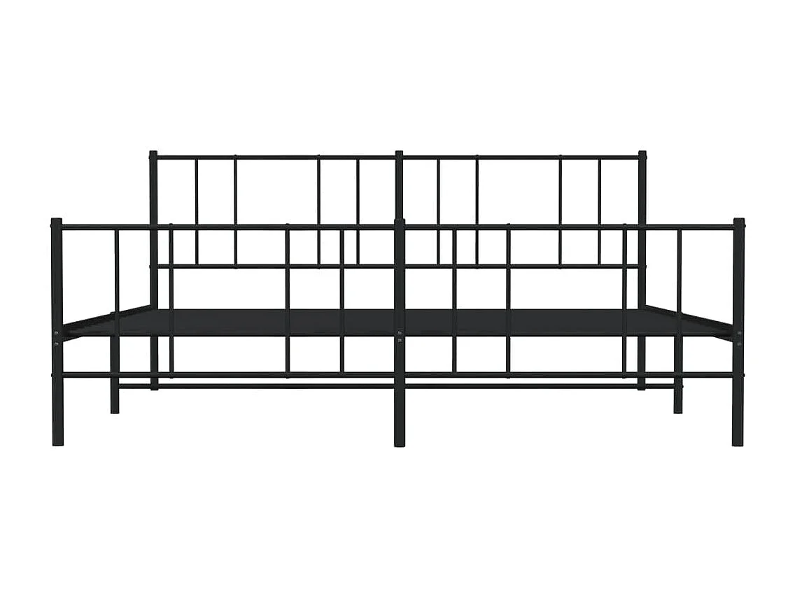 Cadre de lit métal avec tête de lit-pied de lit noir 183x213