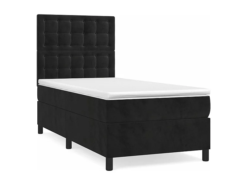 Lit à sommier tapissier et matelas Noir 80x200 Velours 2