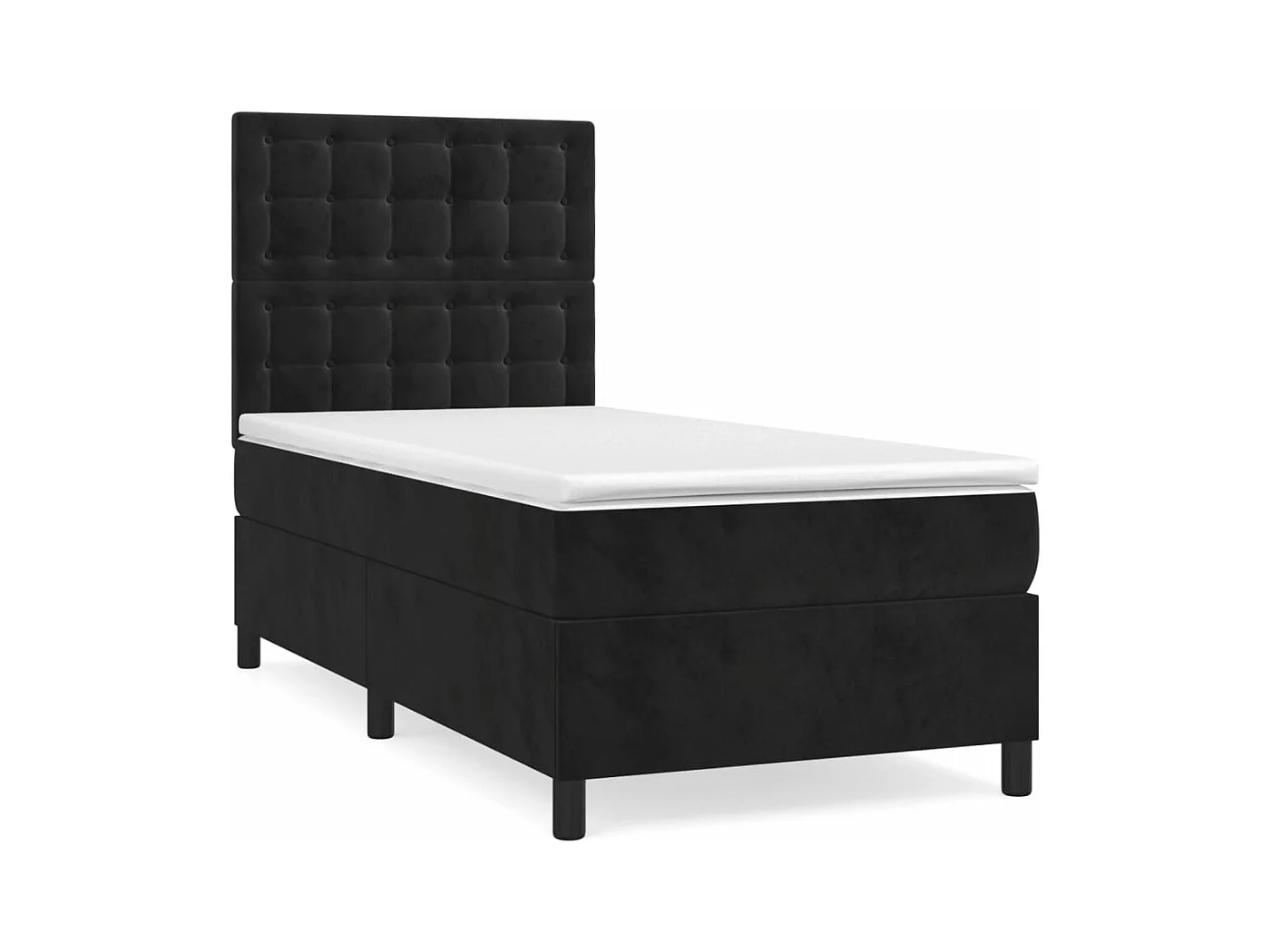 Lit à sommier tapissier et matelas Noir 80x200 Velours 2