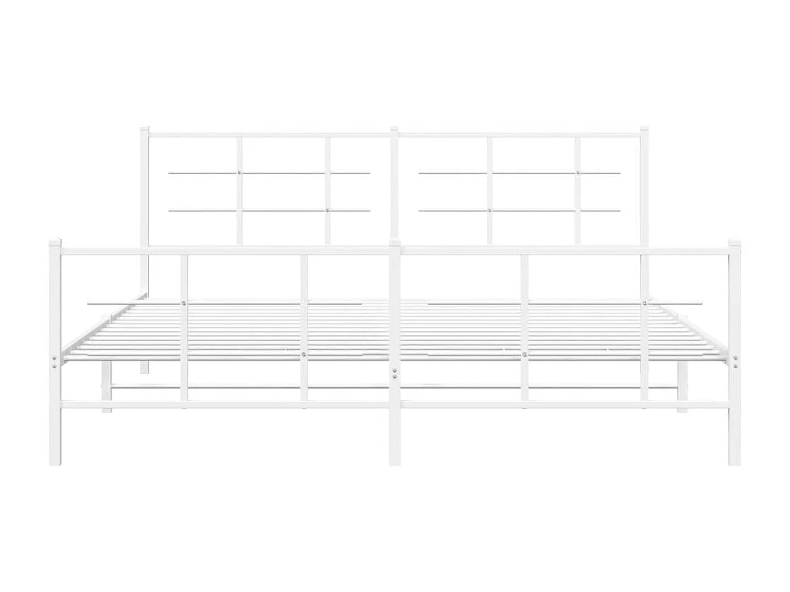 Cadre de lit métal avec tête de lit-pied de lit blanc 183x213