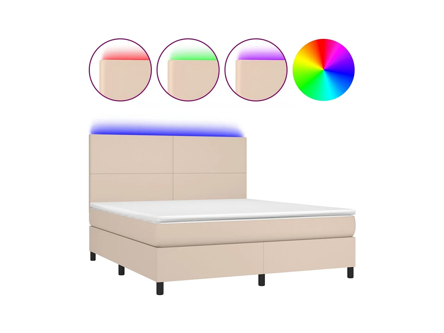Sommier à lattes de lit avec matelas LED Cappuccino 180x200