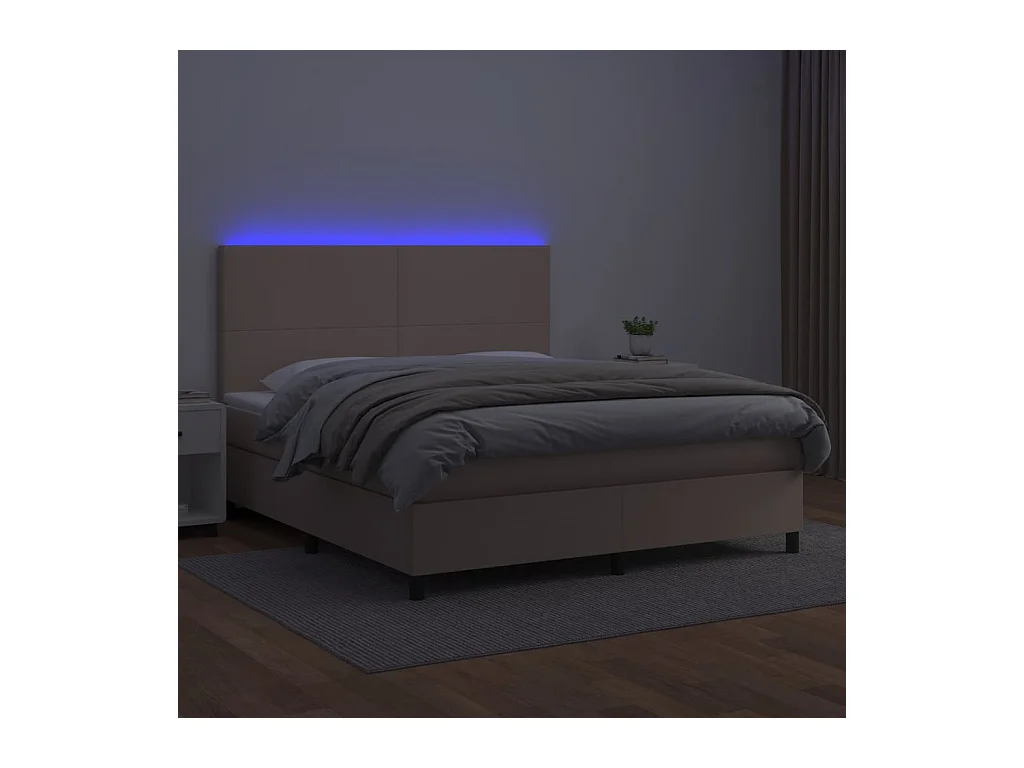 Sommier à lattes de lit avec matelas LED Cappuccino 180x200