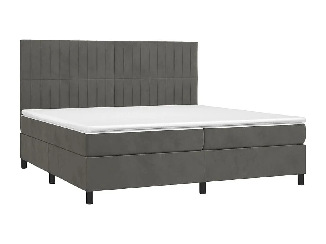Sommier à lattes de lit matelas et LED Gris foncé 200x200