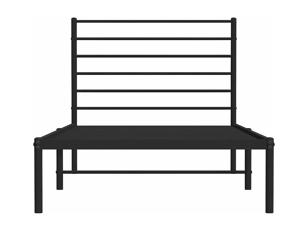Cadre de lit métal avec tête de lit noir 75x190