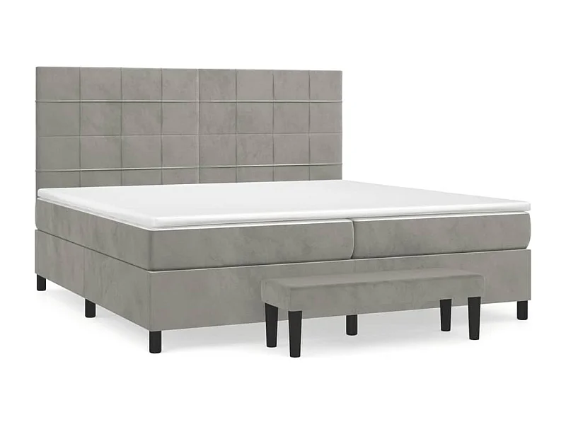 Sommier à lattes de lit et matelas Gris clair 200x200 Velours