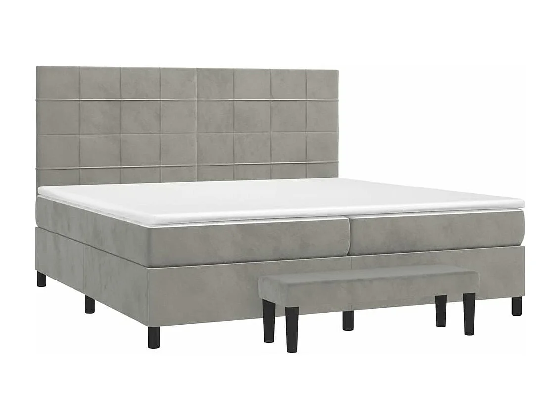 Sommier à lattes de lit et matelas Gris clair 200x200 Velours