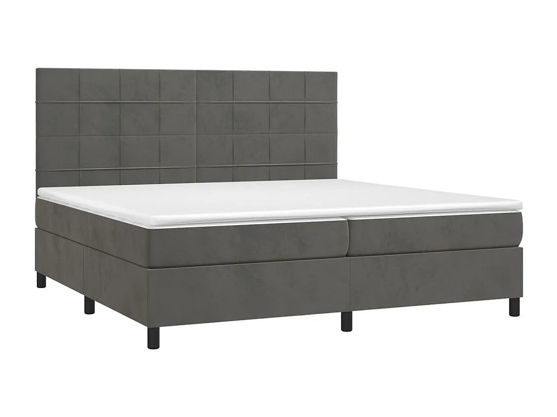 Sommier à lattes de lit et matelas Gris foncé 200x200 Velours
