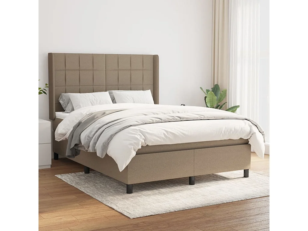 Sommier à lattes de lit avec matelas Taupe 140x200 Tissu