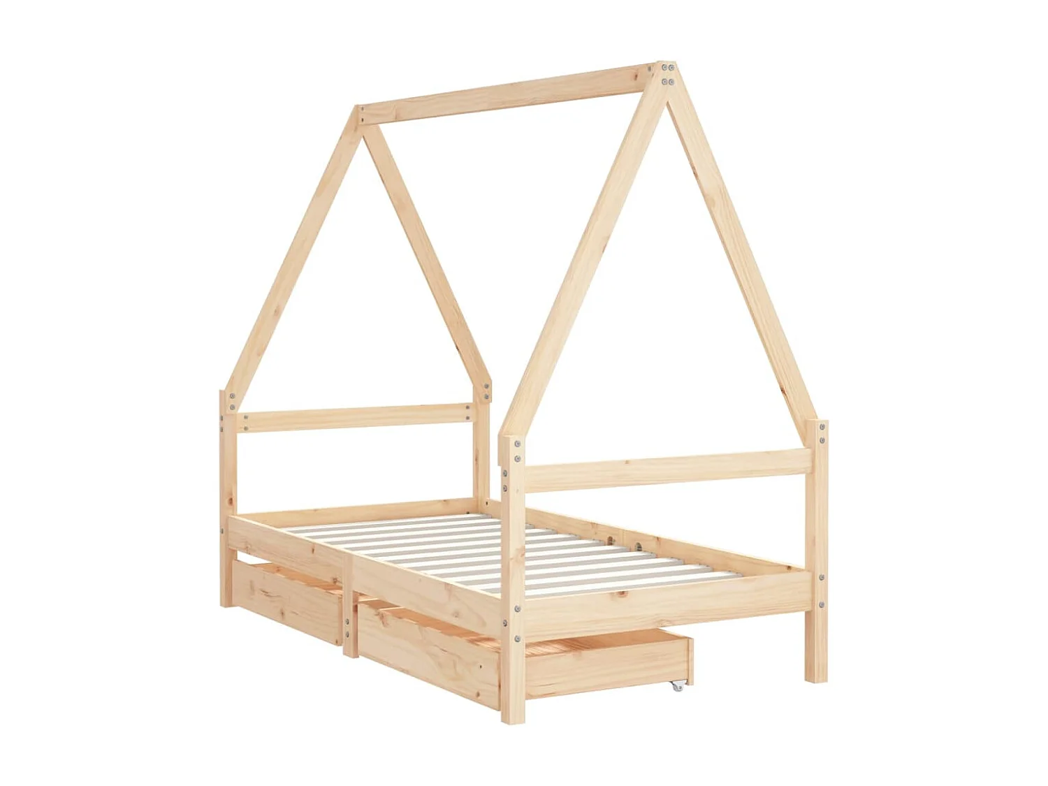 Cadre de lit pour enfant et tiroirs 80x160 bois de pin massif