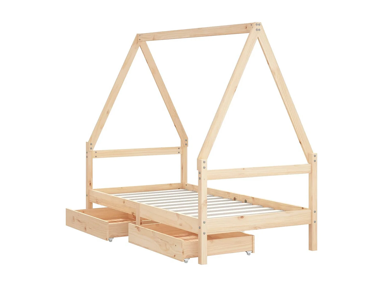 Cadre de lit pour enfant et tiroirs 80x160 bois de pin massif