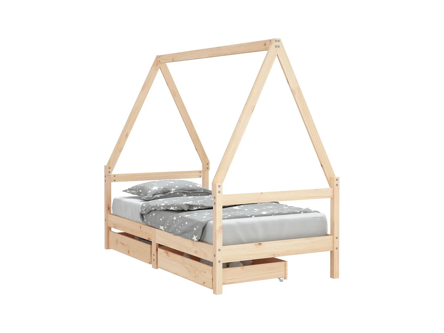 Cadre de lit pour enfant et tiroirs 80x160 bois de pin massif