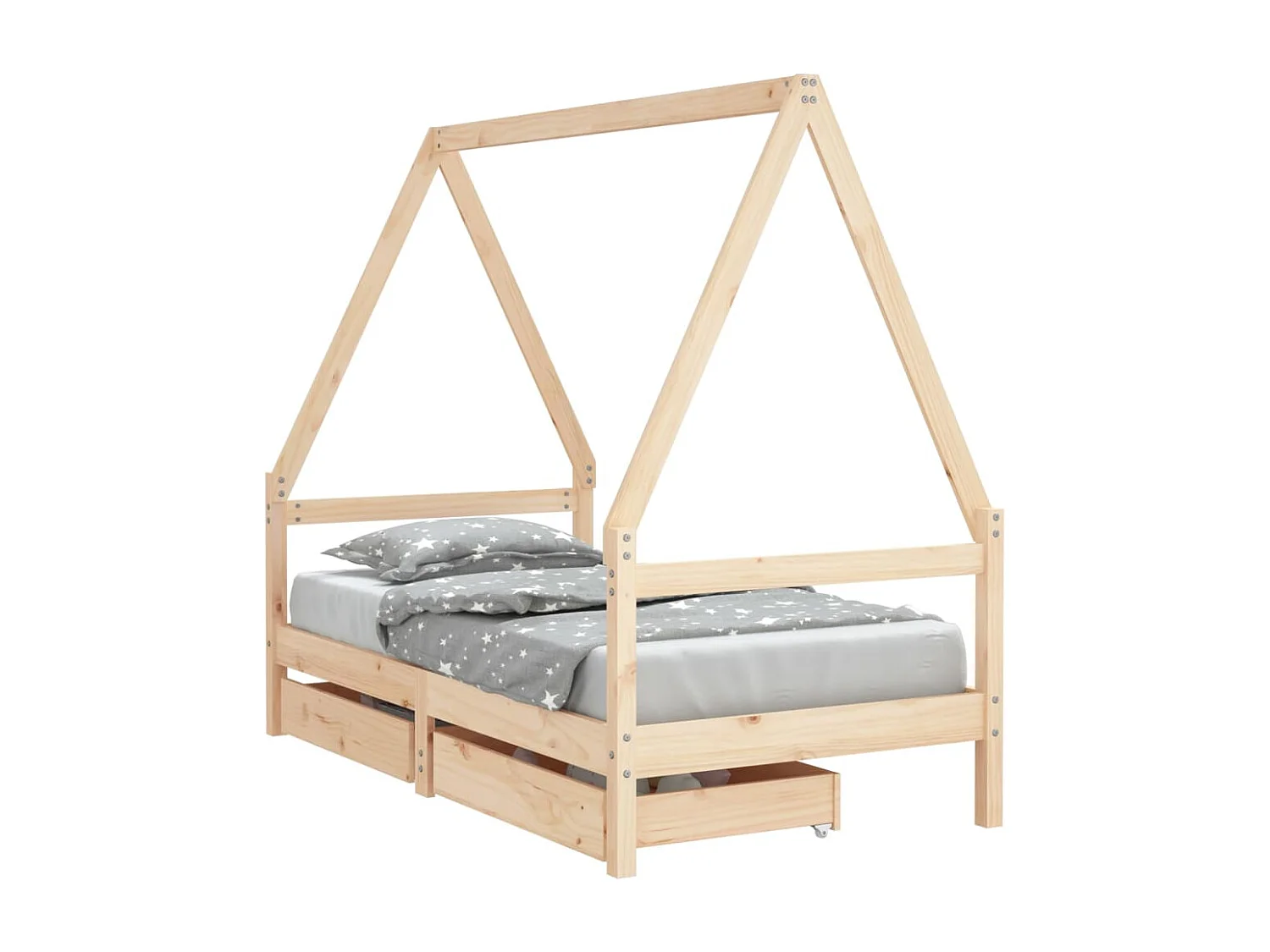 Cadre de lit pour enfant et tiroirs 80x160 bois de pin massif