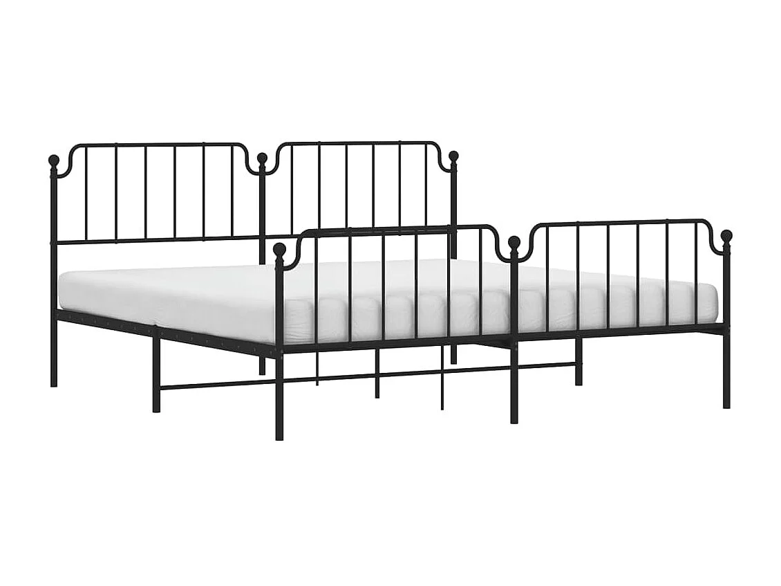 Cadre de lit métal avec tête de lit-pied de lit noir 193x203